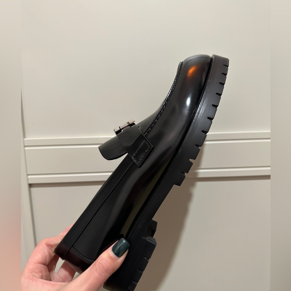 Hermes Black Loafers with Silver Accent - Picture 10 of 10